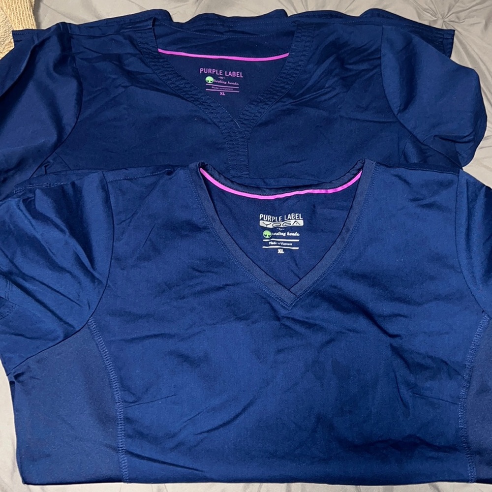 Two XL Healing Hands Scrub Tops